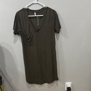 Z Supply Olive Green V-Neck Shirt Dress
